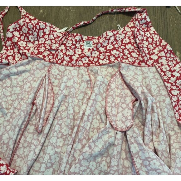 Laura Ashley Red Floral Halter Dress Vtg Sz 8 Cottage Core Garden Tea Party - Picture 10 of 16